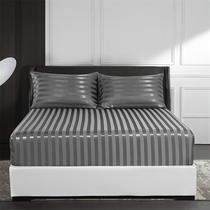 Luxurious Striped Woven Fitted Sheet - Soft, Breathable & Easy-Care Design for Superior Comfort and Healthy Sleep