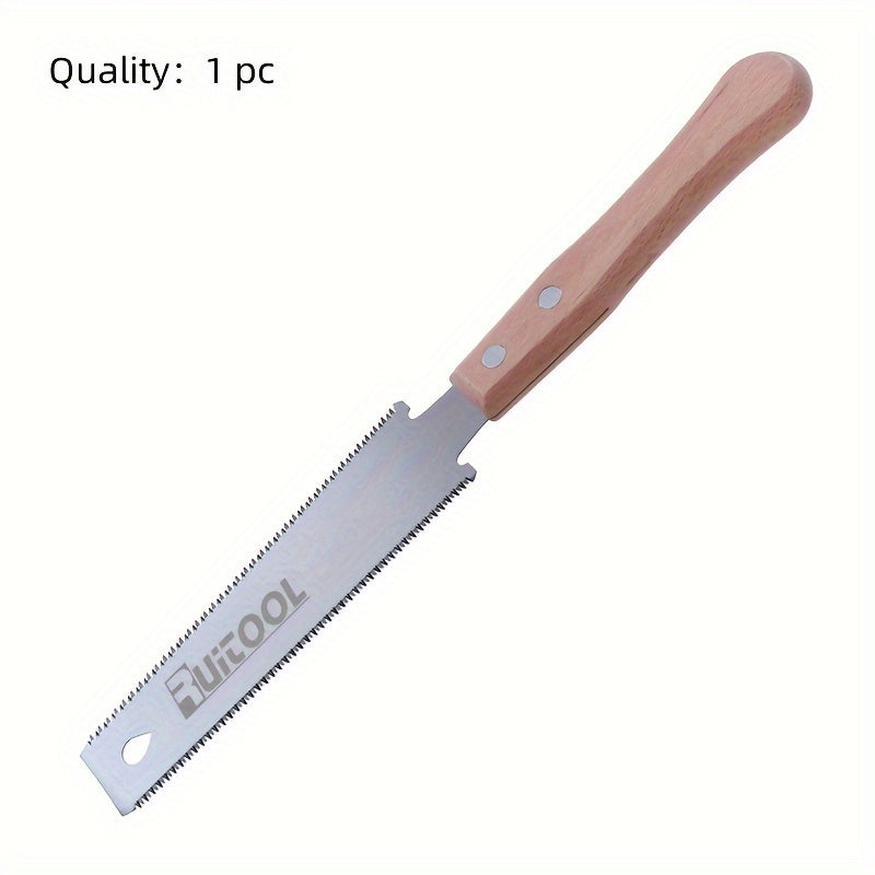 1pc Japanese Hand Saw, 6 Inches, Double Edge Sided Pull Saw, Ryoba SK5 Flexible Blade, 14/17 TPI Flush Cut Saw With Beech Wood Handle, Woodworking Tools