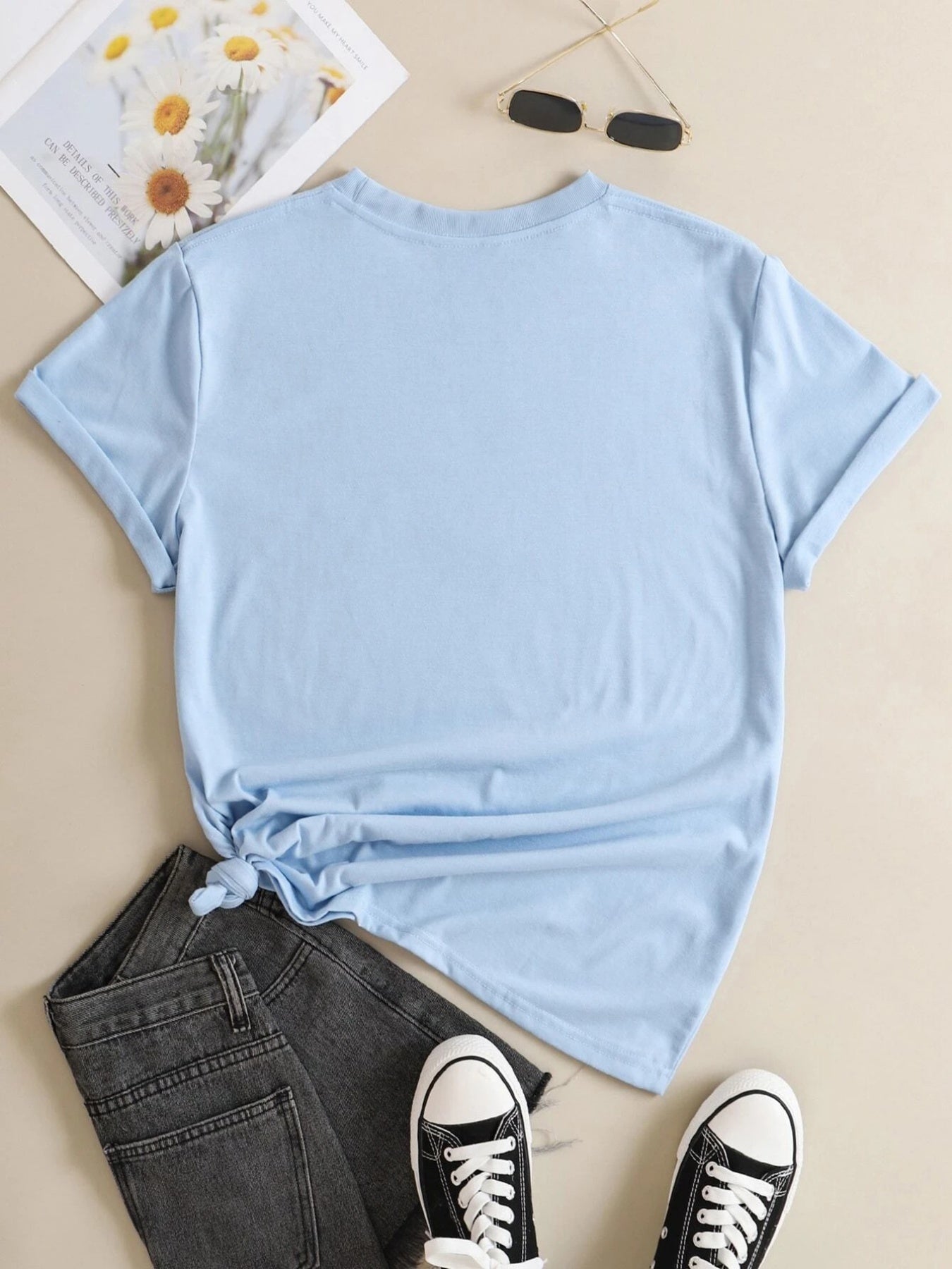 Letter Print Crew Neck T-shirt, Casual Short Sleeve T-shirt For Spring & Summer, Women's Clothing