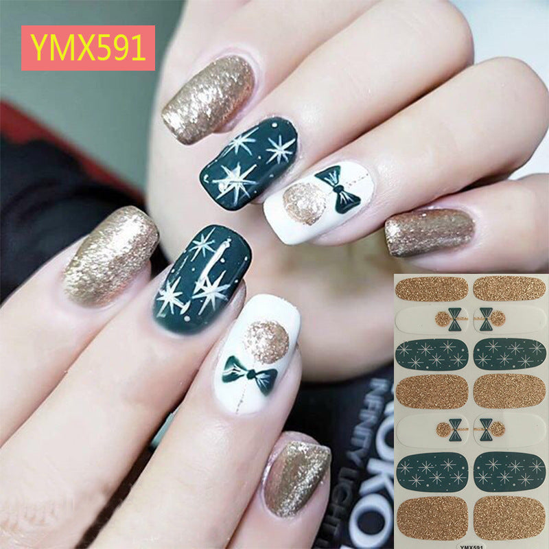 1 Sheet Christmas Nail Stickers, Cartoon Graphic Full Wrap Nail Stickers, Adhesive Nail Decals For Women