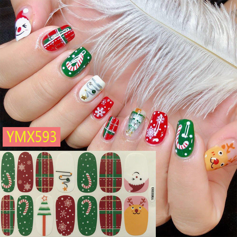 1 Sheet Christmas Nail Stickers, Cartoon Graphic Full Wrap Nail Stickers, Adhesive Nail Decals For Women