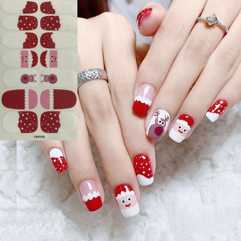 1 Sheet Christmas Nail Stickers, Cartoon Graphic Full Wrap Nail Stickers, Adhesive Nail Decals For Women