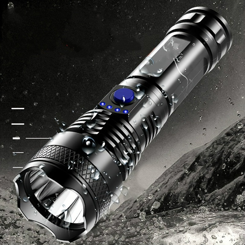 Rechargeable Handheld Flashlight - Powerful LED Light for Camping, Backpacking, and Hiking - Durable Plastic Material