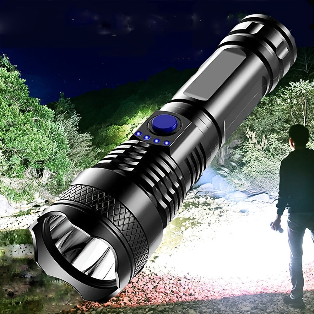 Rechargeable Handheld Flashlight - Powerful LED Light for Camping, Backpacking, and Hiking - Durable Plastic Material