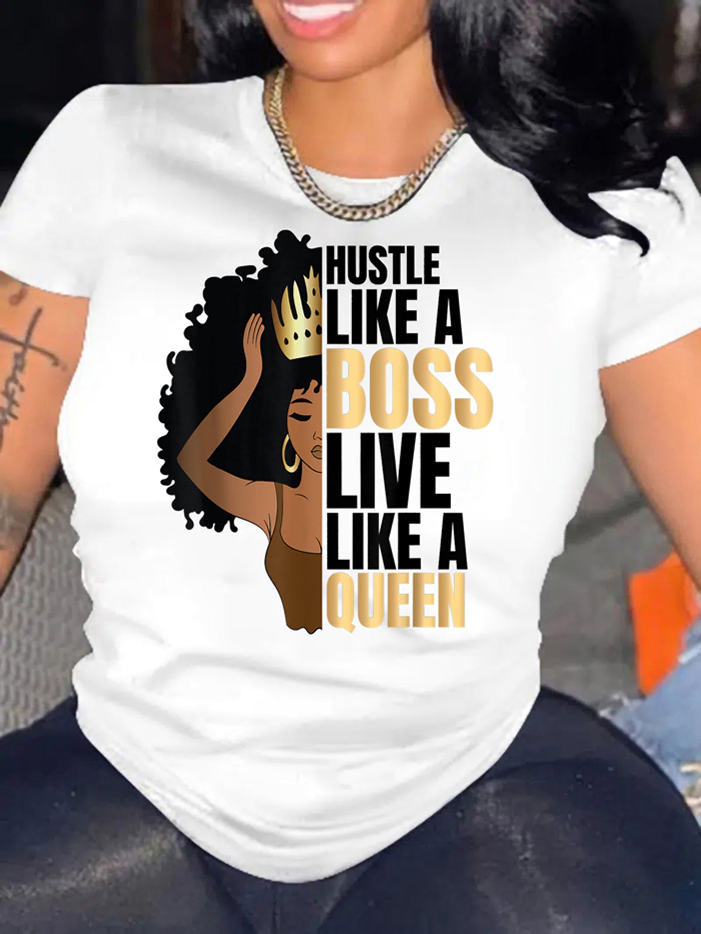 Figure & Letter Print Crew Neck T-Shirt, Casual Short Sleeve T-Shirt For Spring & Summer, Women's Clothing