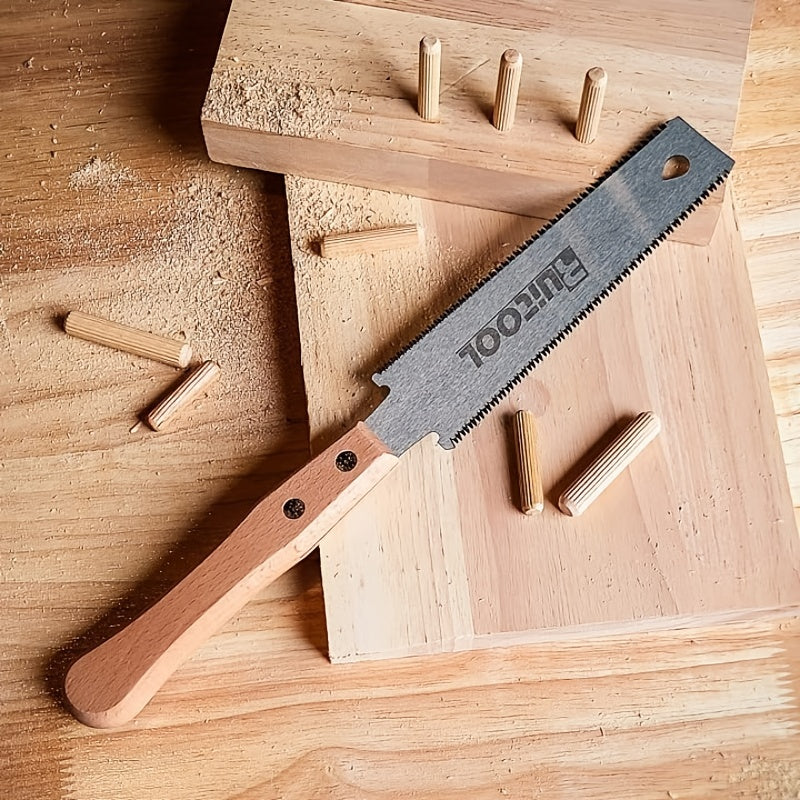 1pc Japanese Hand Saw, 6 Inches, Double Edge Sided Pull Saw, Ryoba SK5 Flexible Blade, 14/17 TPI Flush Cut Saw With Beech Wood Handle, Woodworking Tools