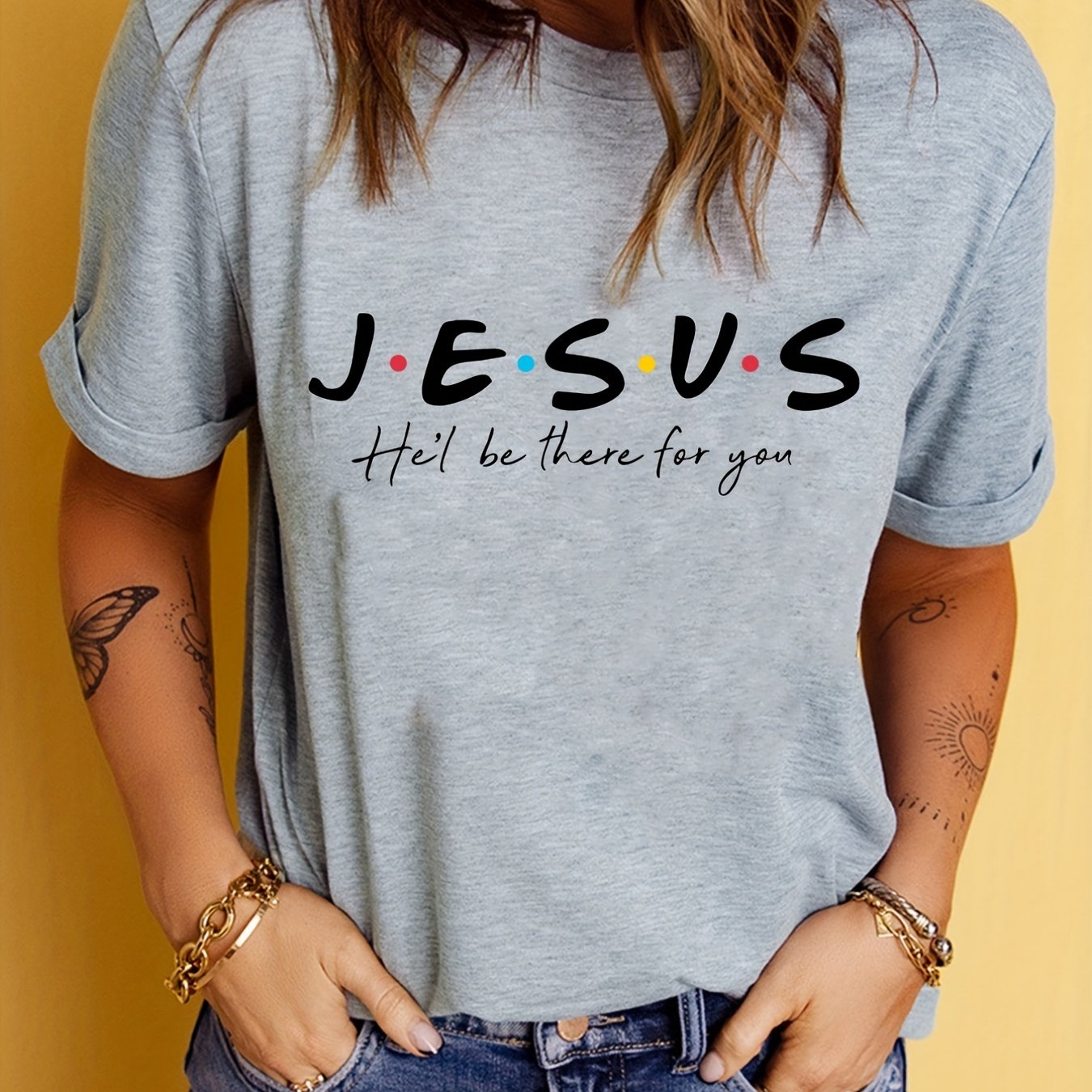 Stylish Jesus Graphic Print T-Shirt - Soft, Breathable, Short Sleeve, Casual Summer Top for Women - Relaxed Fit, Comfortable Clothing for Daily Wear