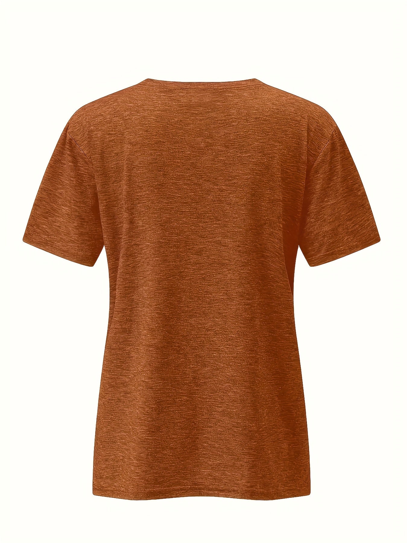 Leopard Pumpkin Print T-shirt, Casual Crew Neck Short Sleeve T-shirt, Women's Clothing