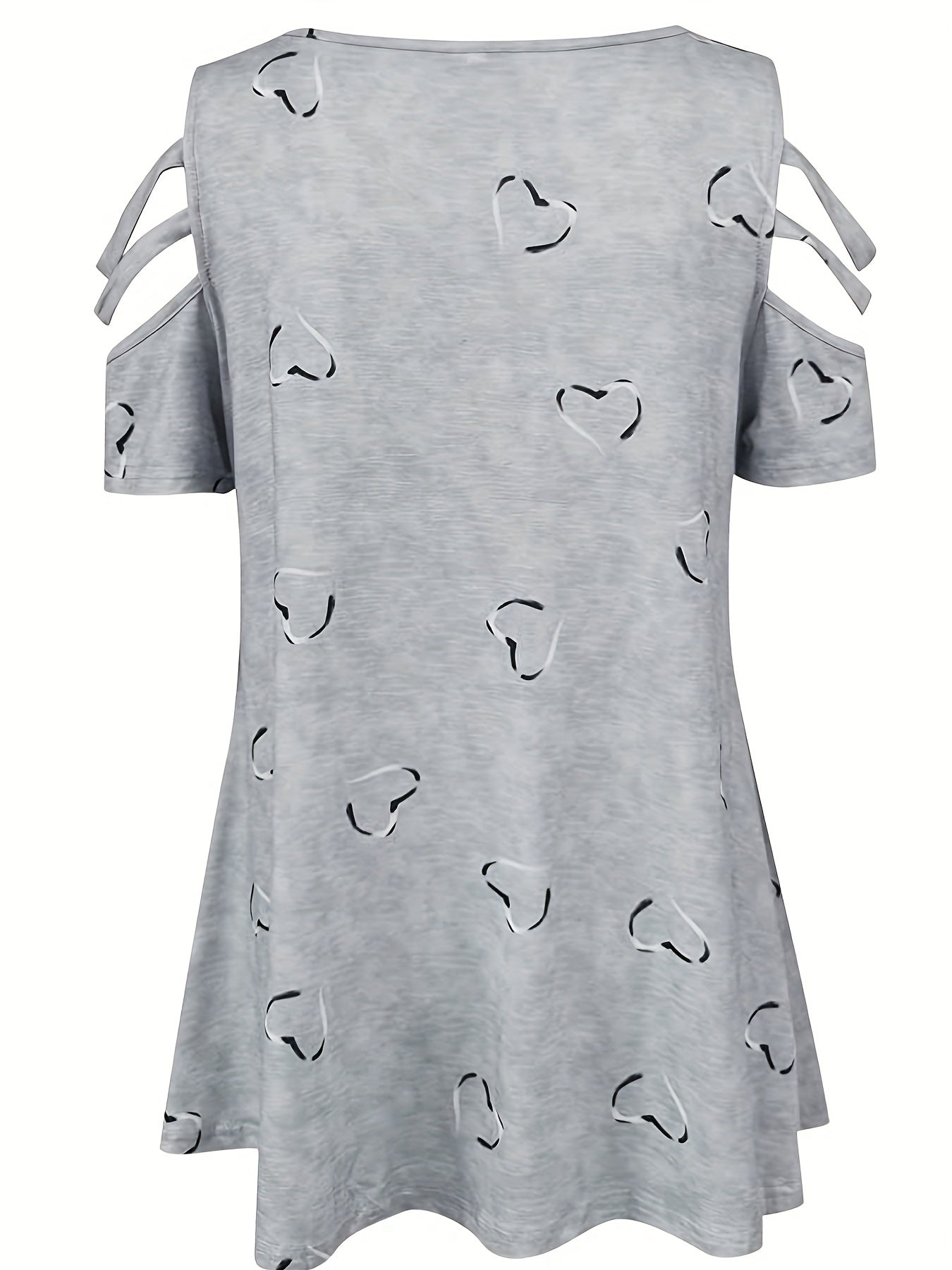 Women's Casual V-Neck Zip-Up T-Shirt with Unique Asymmetrical Geometric Print, Short Sleeves - Lightweight Polyester Blend, Perfect for Spring/Summer/Fall, Autumn Casualwear | Vneck Top | Smooth Fabric