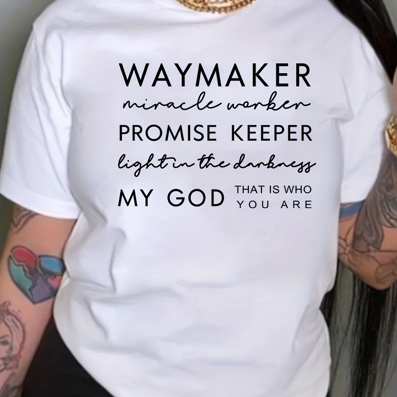 Women's Faith Quote Graphic T-Shirt - Comfortable Loose Fit Short Sleeve Tee for Casual Wear and Inspirational Style