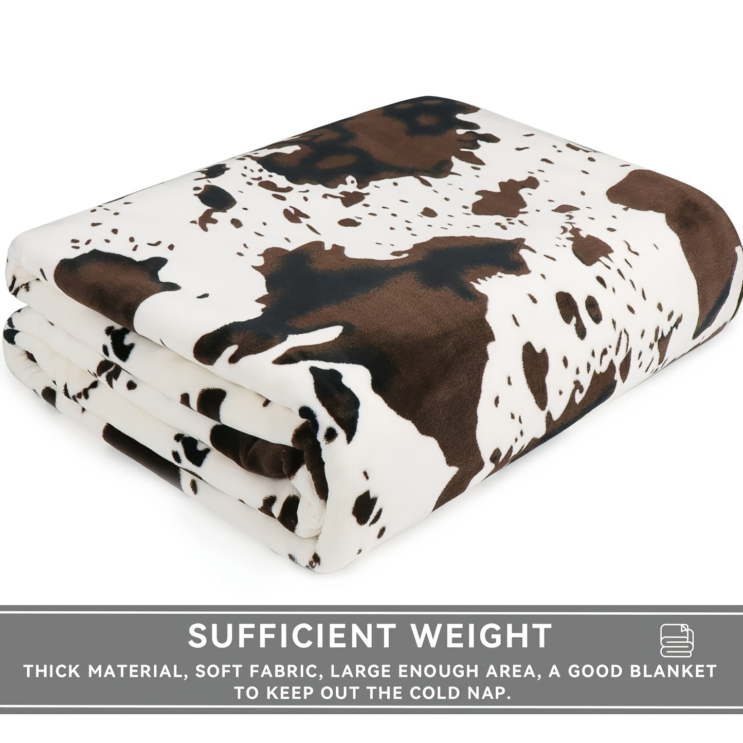 1pc Soft and Warm Cow Print Blanket - Plush Fleece Flannel Throw for All-Season Comfort - Perfect for Daughters, Adults, Students, and Teens