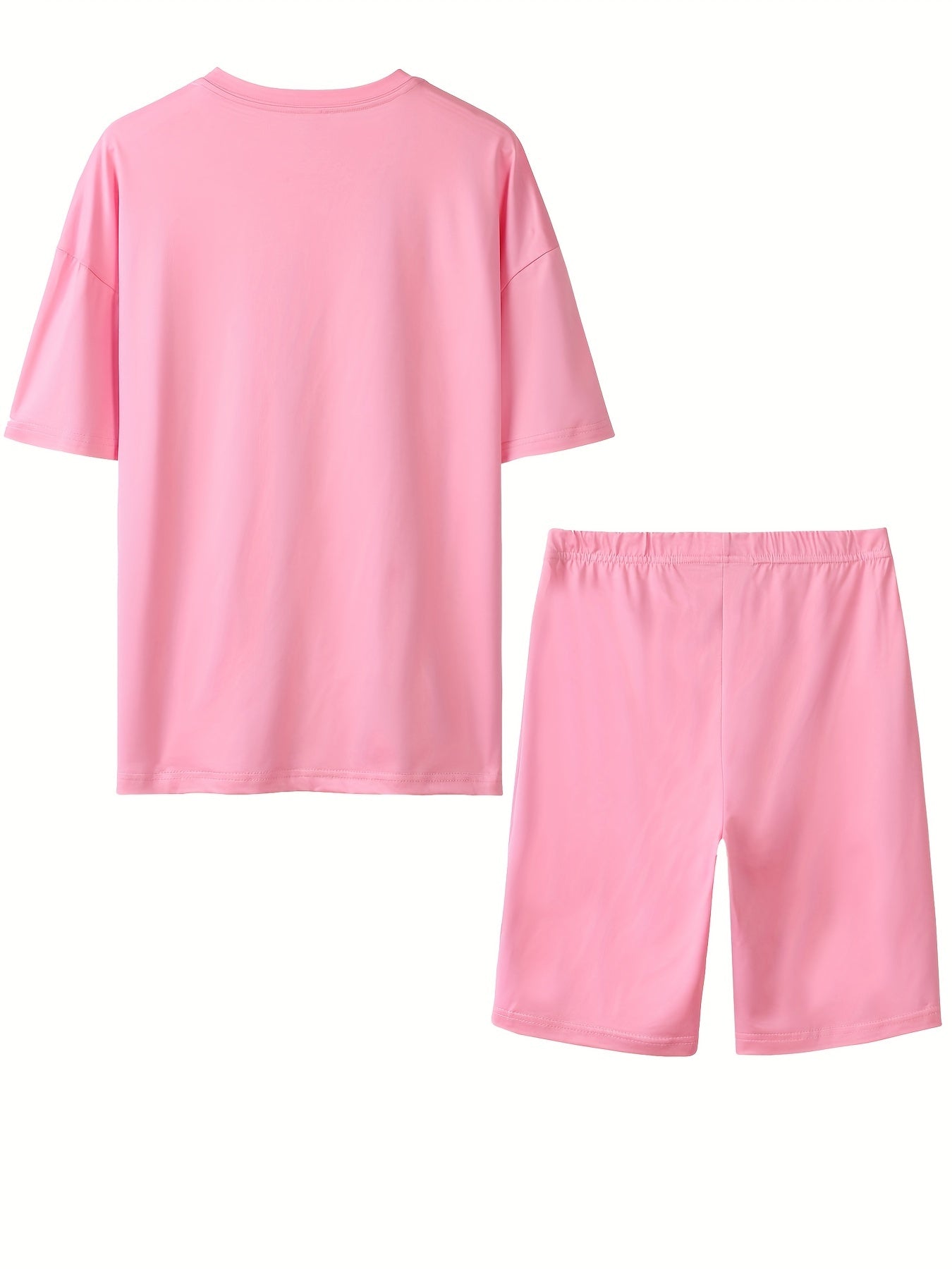 2-Piece Faith & Cross Print Crew Neck Short Sleeve T-Shirt & Shorts Set - Soft Mid-Elasticity Polyester Knit Fabric, Striped Pattern, Positioning Printing, Perfect for Spring & Summer Casual Wear