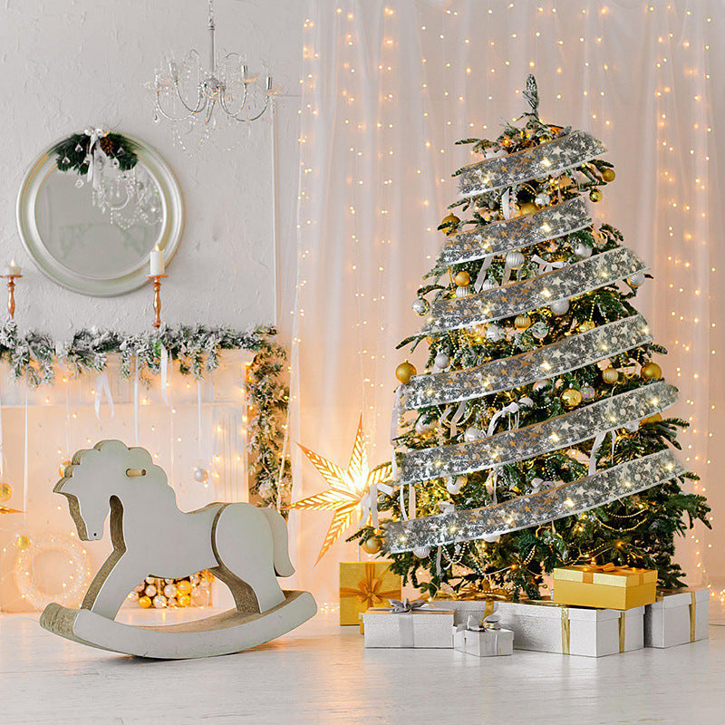 1pc Christmas Tree Ribbon String Lights, 20 LEDs Battery Powered Led Lights For Christmas Tree Indoor And Outdoor Christmas Decorations, Party Weddings Xmas Tree Holiday