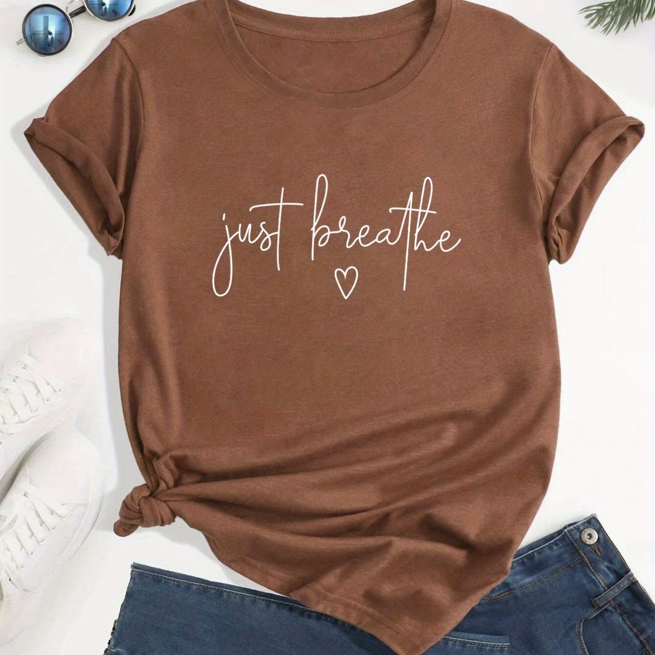Letter Print Crew Neck T-shirt, Casual Short Sleeve T-shirt For Spring & Summer, Women's Clothing