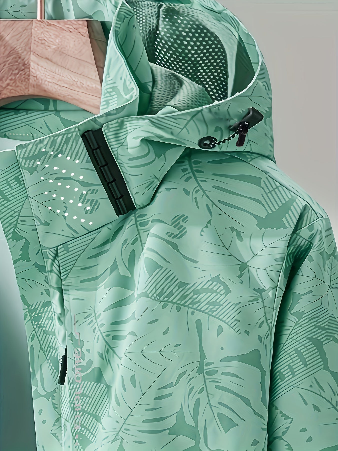 Women'S Lightweight Hooded Jacket - Casual Zip-Up Outdoor with Tropical Leaf Print, Removable Hood & Adjustable Cuffs for Spring Summer Fall, Hiking, Travel, Camping, Camping Gear