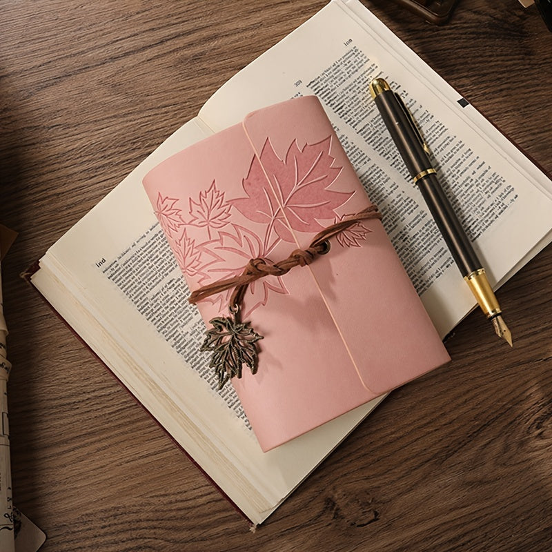 75 Sheets/PC Vintage Style Maple Leaf Logo Notebook with Brown Paper Inside