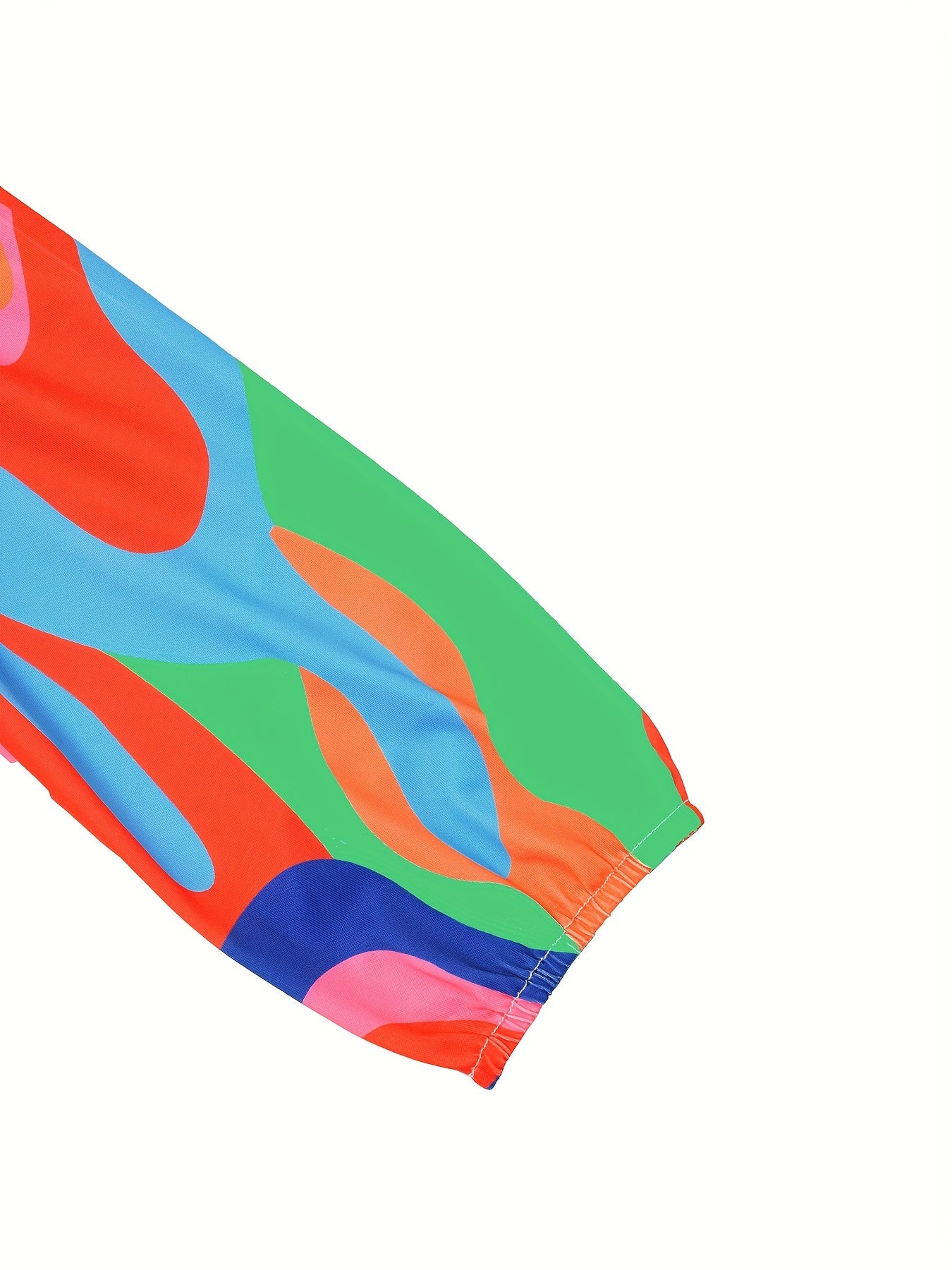 Colorful Geometric Print Casual T-Shirt - Easy Care, Micro-Elastic, Quarter-Zip Neck with Cold Shoulder, All-Season Comfort