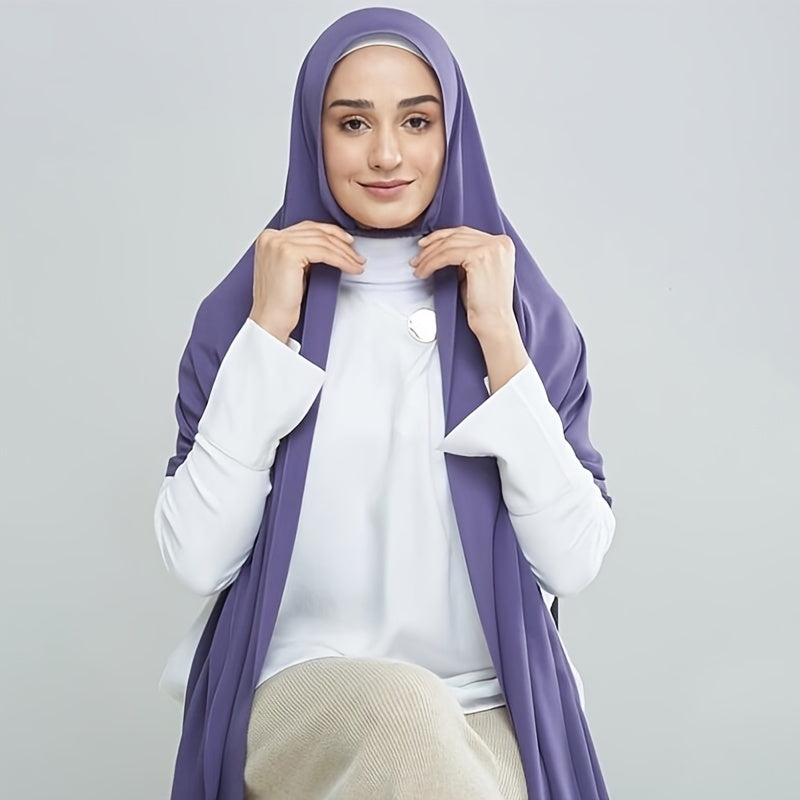 Solid Color Chiffon Scarf Women's Instant Hijab Long Shawl Scarf Lightweight Hair Sleeping Wrap