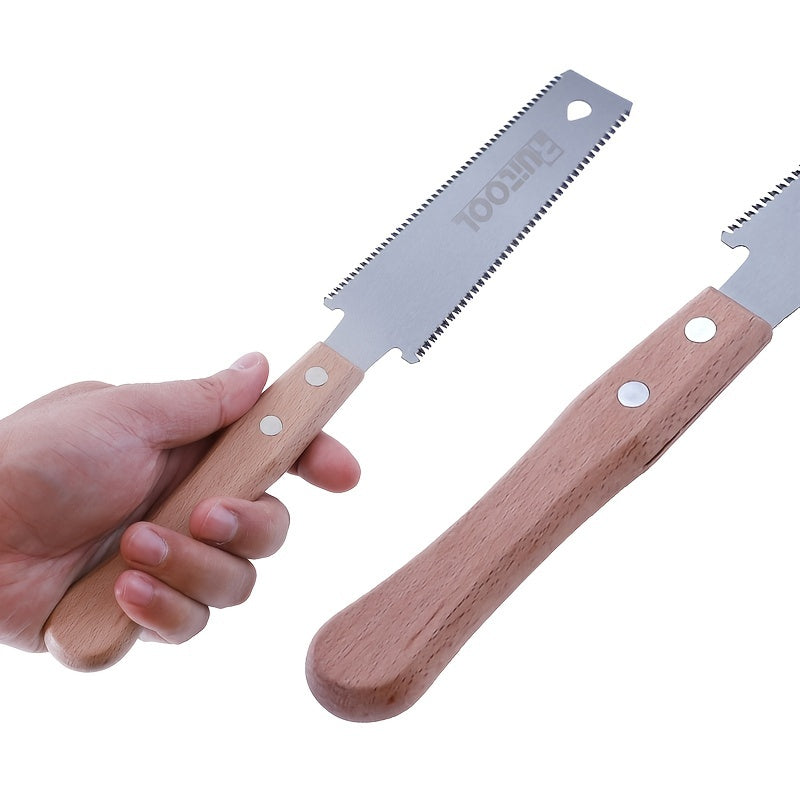 1pc Japanese Hand Saw, 6 Inches, Double Edge Sided Pull Saw, Ryoba SK5 Flexible Blade, 14/17 TPI Flush Cut Saw With Beech Wood Handle, Woodworking Tools