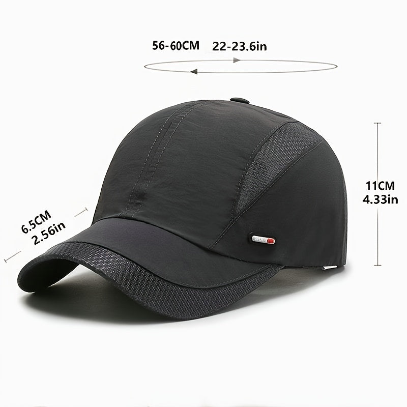Hat Men'S Spring/Summer Mesh Baseball Cap Quick Dry Wash Large Eave Breathable Visor Outdoor Sports Cap