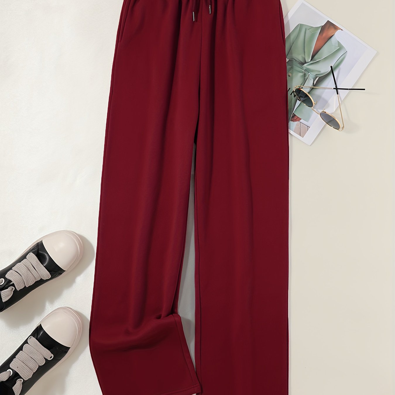 Women'S Cozy Gray Sweatpants with Elastic Waistband & Drawstring - Loose Fit, Long Length, Pockets, Casual Lounge Pants for Fall/Winter, Comfortable Clothing | Relaxed Fit Pants | Elastic Waistband Pants