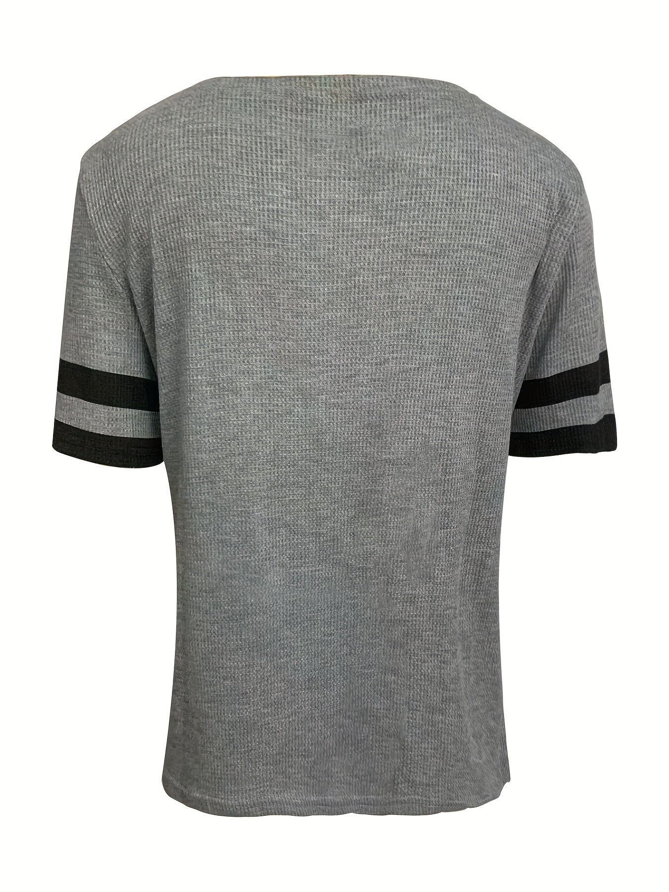 Stripe & Letter Print Zipper Front T-Shirt for Women, Casual Short Sleeve Summer Tops