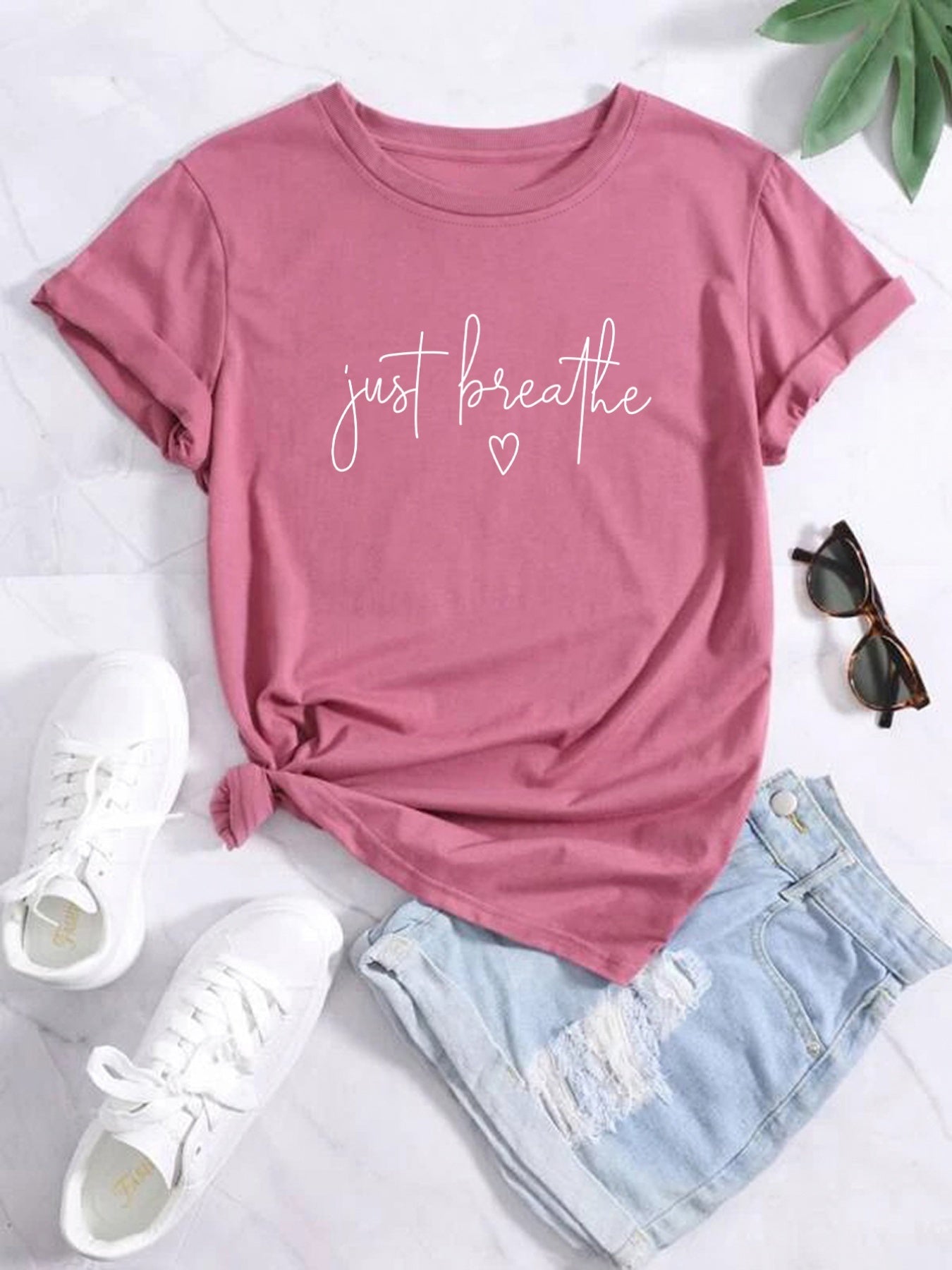 Letter Print Crew Neck T-shirt, Casual Short Sleeve T-shirt For Spring & Summer, Women's Clothing