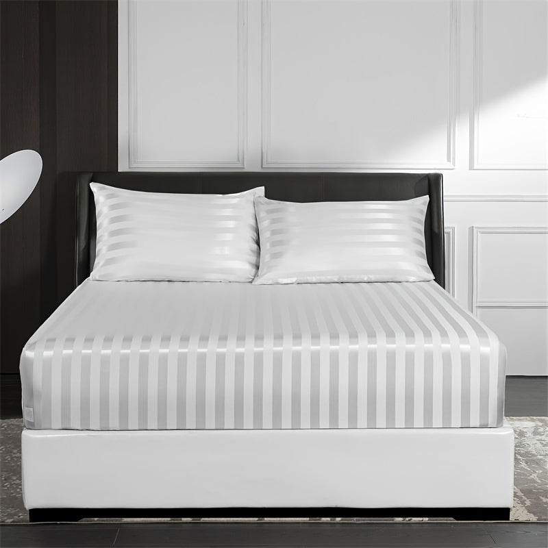 Luxurious Striped Woven Fitted Sheet - Soft, Breathable & Easy-Care Design for Superior Comfort and Healthy Sleep