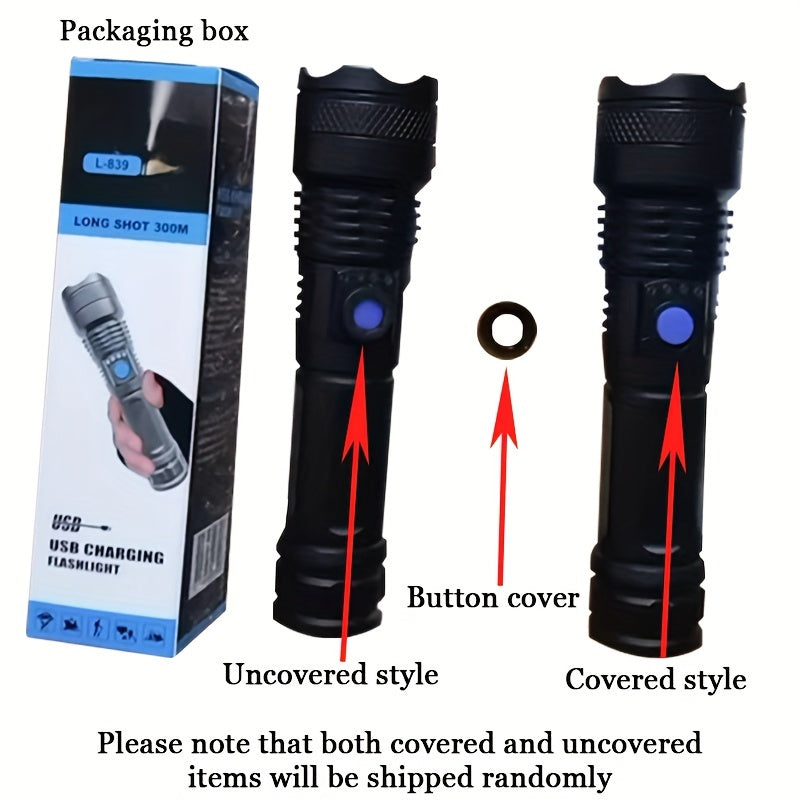 Rechargeable Handheld Flashlight - Powerful LED Light for Camping, Backpacking, and Hiking - Durable Plastic Material