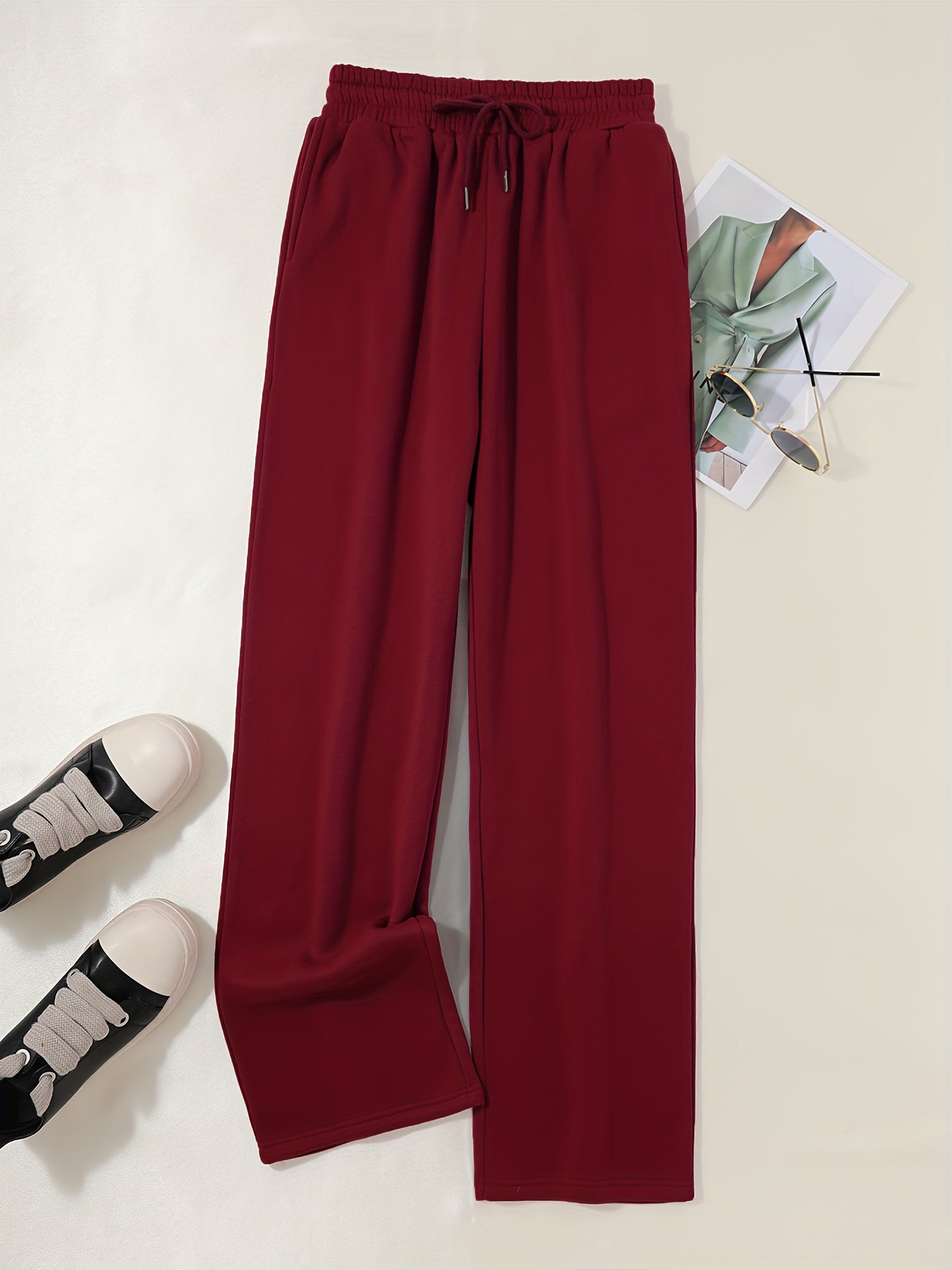 Women'S Cozy Gray Sweatpants with Elastic Waistband & Drawstring - Loose Fit, Long Length, Pockets, Casual Lounge Pants for Fall/Winter, Comfortable Clothing | Relaxed Fit Pants | Elastic Waistband Pants