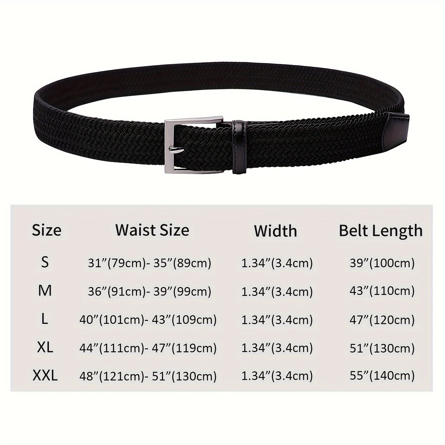 Braided Elastic Belt Woven Belts For Men, Casual Pants Jeans Belt For Outdoor Daily, Ideal choice for Gifts