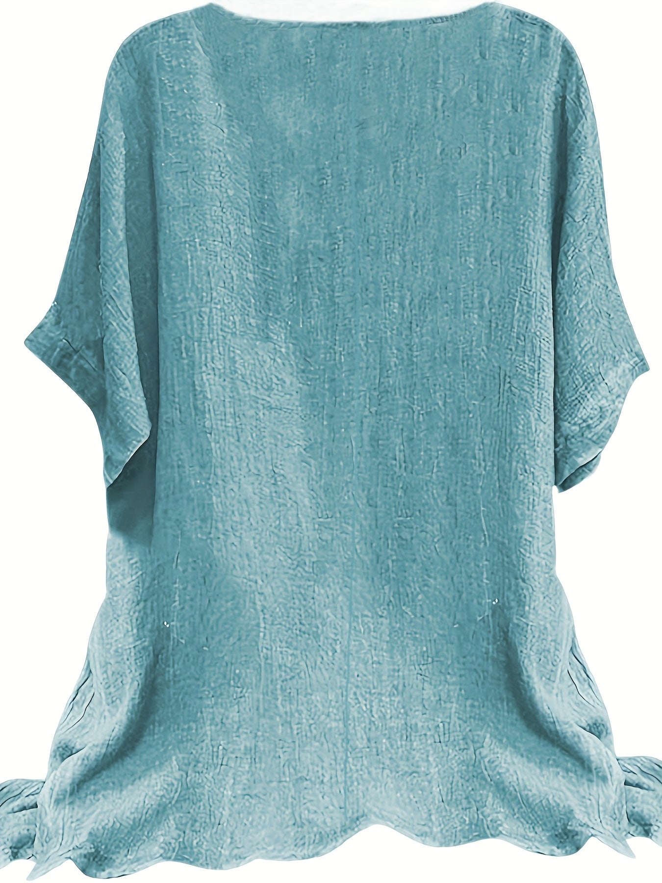 Plus Size Casual T-shirt, Women's Plus Solid Round Neck Non-stretch Translucent Loose Tank Top