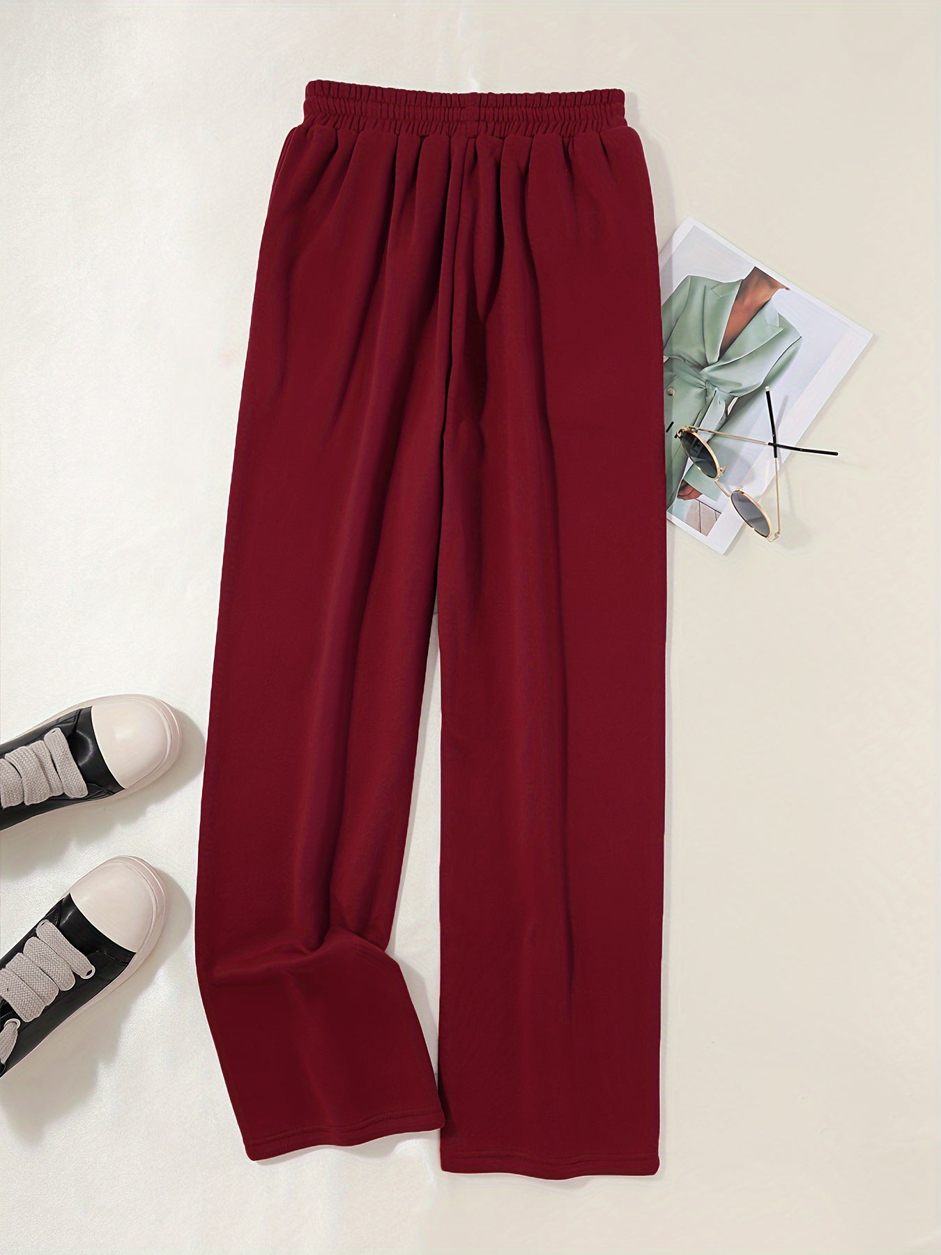 Women'S Cozy Gray Sweatpants with Elastic Waistband & Drawstring - Loose Fit, Long Length, Pockets, Casual Lounge Pants for Fall/Winter, Comfortable Clothing | Relaxed Fit Pants | Elastic Waistband Pants