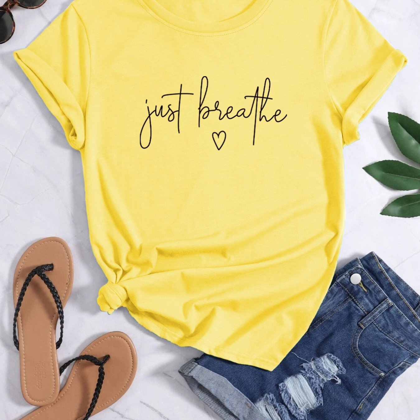 Letter Print Crew Neck T-shirt, Casual Short Sleeve T-shirt For Spring & Summer, Women's Clothing