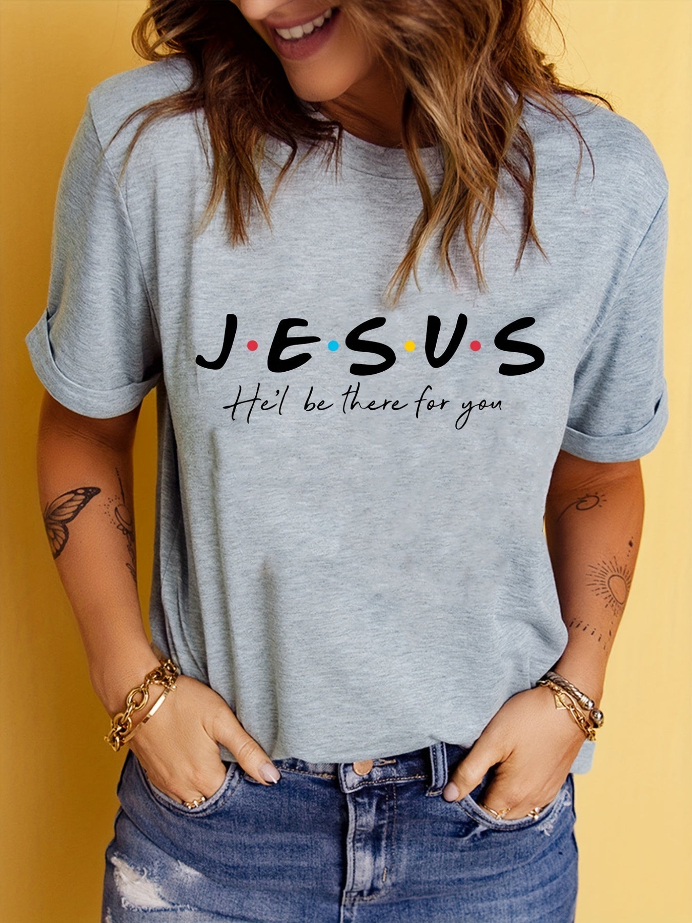 Stylish Jesus Graphic Print T-Shirt - Soft, Breathable, Short Sleeve, Casual Summer Top for Women - Relaxed Fit, Comfortable Clothing for Daily Wear