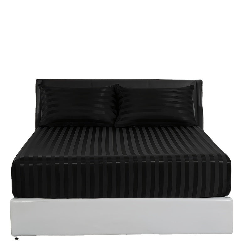 Luxurious Striped Woven Fitted Sheet - Soft, Breathable & Easy-Care Design for Superior Comfort and Healthy Sleep