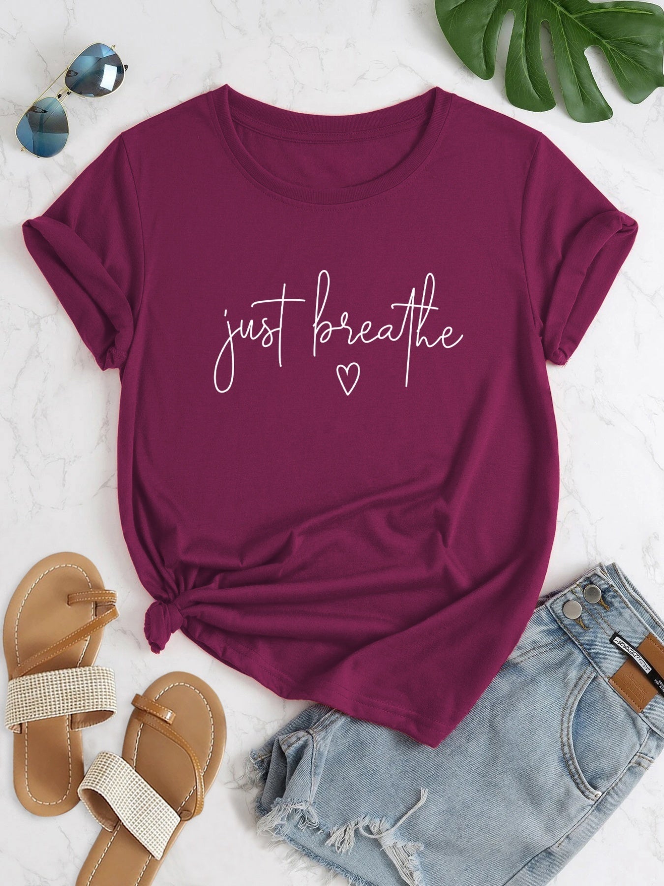 Letter Print Crew Neck T-shirt, Casual Short Sleeve T-shirt For Spring & Summer, Women's Clothing