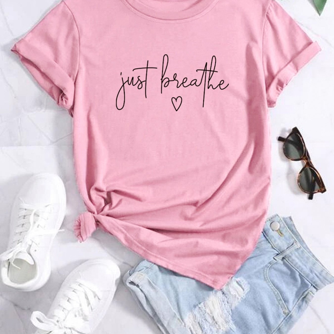 Letter Print Crew Neck T-shirt, Casual Short Sleeve T-shirt For Spring & Summer, Women's Clothing