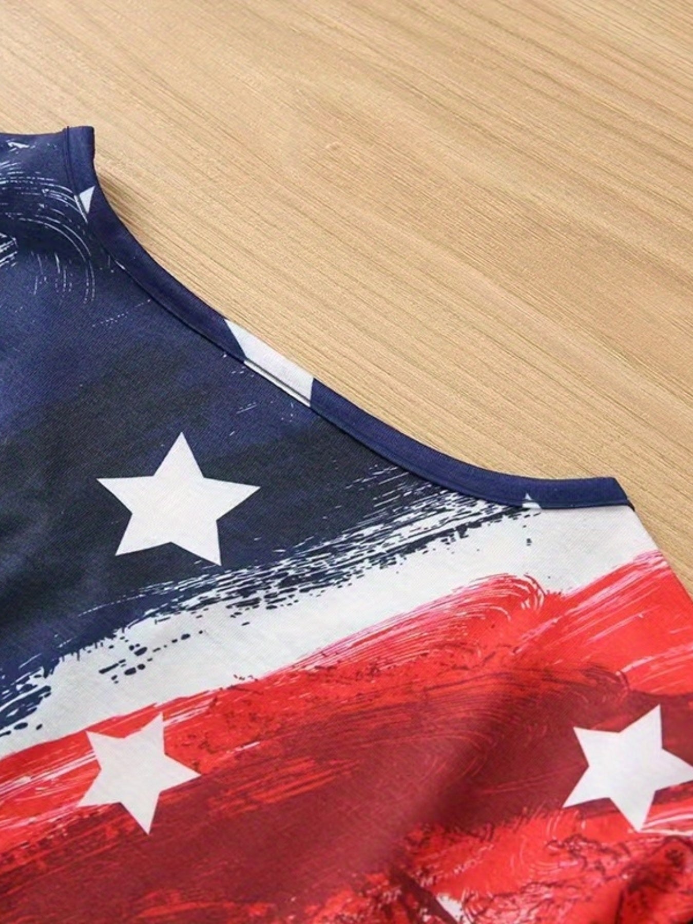 Patriotic Stretch-Cotton T-Shirt - Women's Casual Button-Up, American Flag Print, Perfect for Summer
