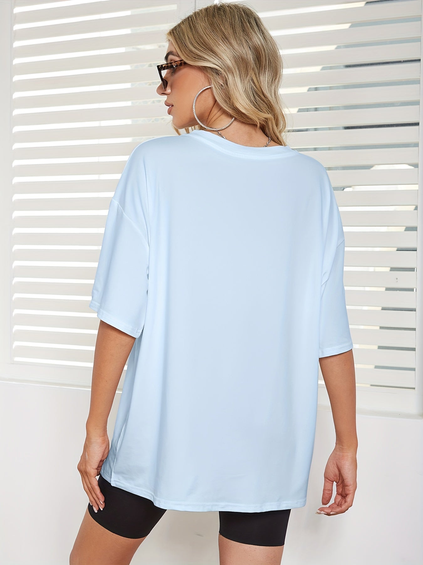Letter Print Oversized T-shirt, Casual Crew Neck Short Sleeve Tee Shirt, Women's Clothing
