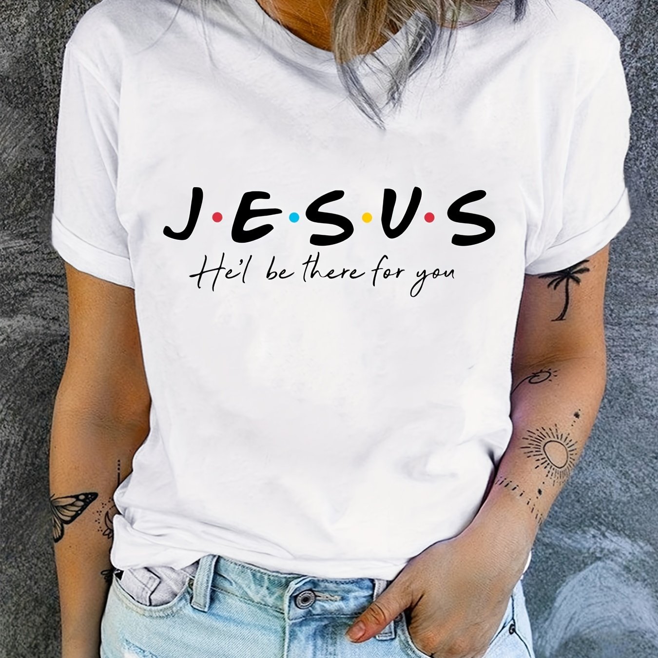 Stylish Jesus Graphic Print T-Shirt - Soft, Breathable, Short Sleeve, Casual Summer Top for Women - Relaxed Fit, Comfortable Clothing for Daily Wear