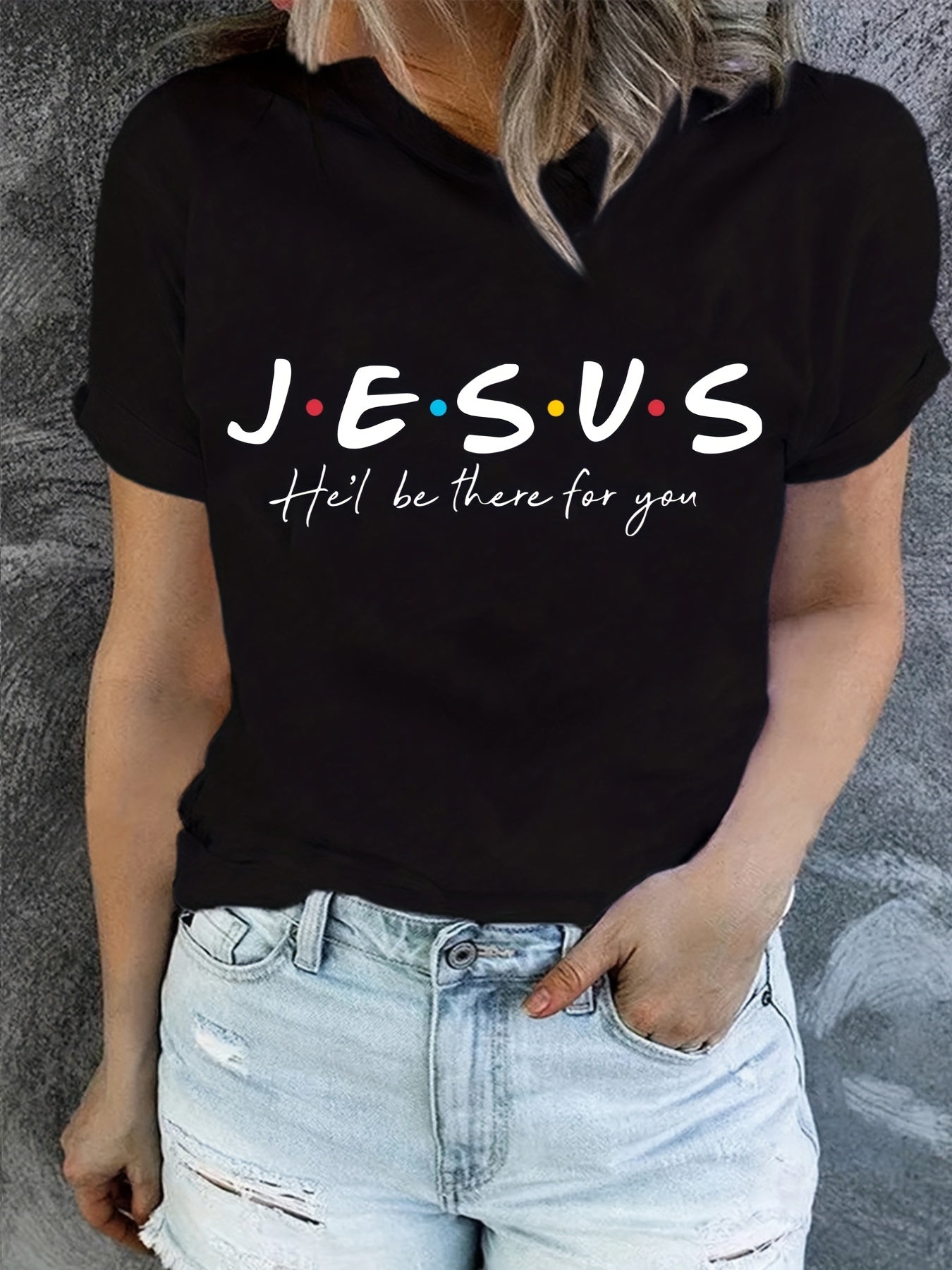 Stylish Jesus Graphic Print T-Shirt - Soft, Breathable, Short Sleeve, Casual Summer Top for Women - Relaxed Fit, Comfortable Clothing for Daily Wear