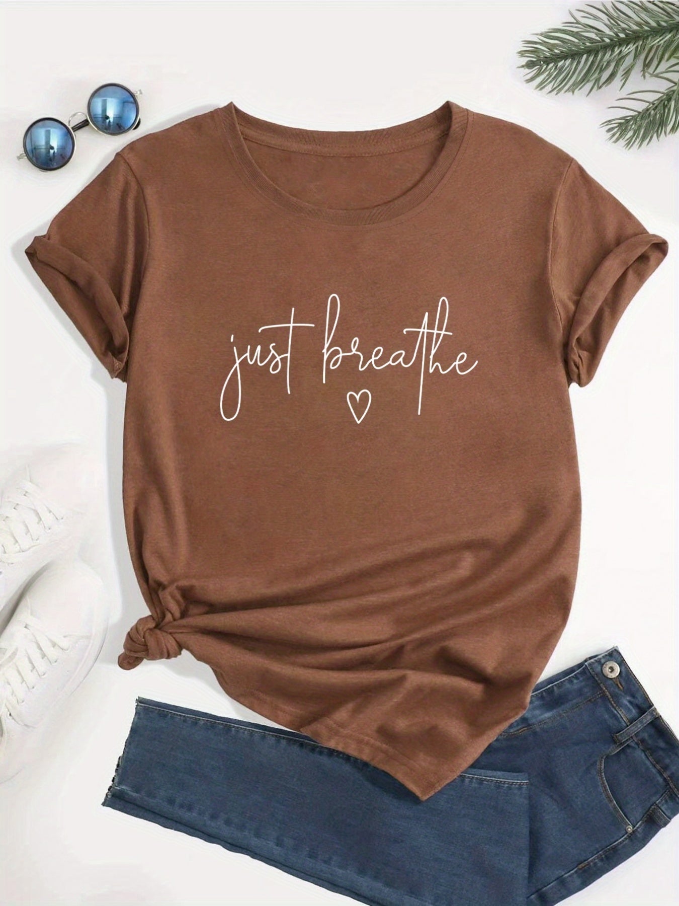 Letter Print Crew Neck T-shirt, Casual Short Sleeve T-shirt For Spring & Summer, Women's Clothing