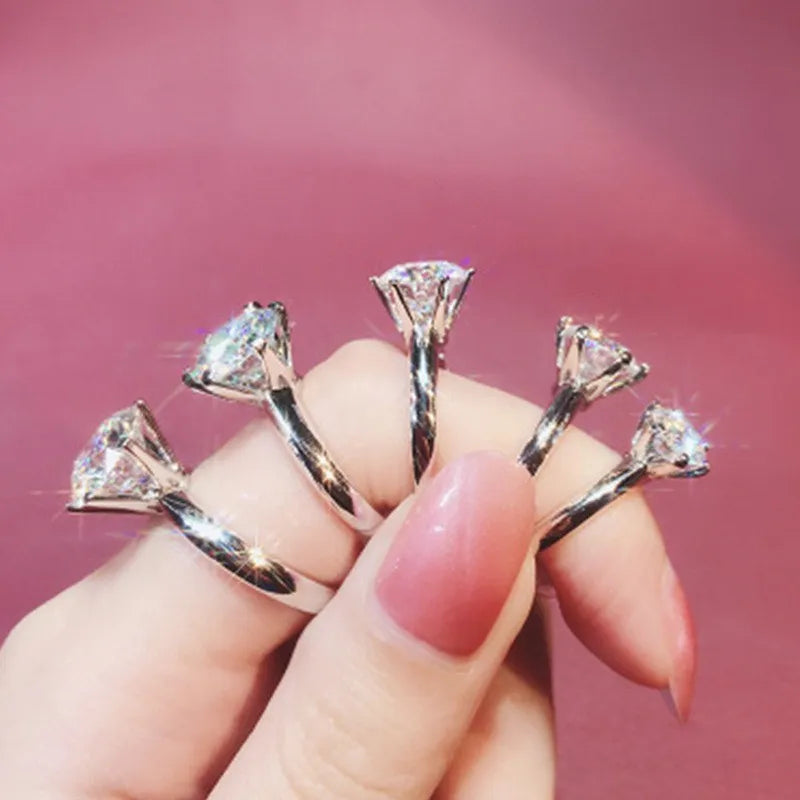 CC Rings For Women Classic Jewelry 6 Claws Cubic Zirconia Bridal Wedding Engagement Accessories Bijoux Drop Shipping CC1611