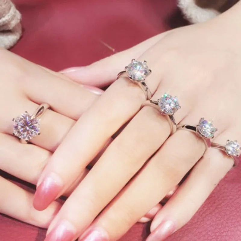 CC Rings For Women Classic Jewelry 6 Claws Cubic Zirconia Bridal Wedding Engagement Accessories Bijoux Drop Shipping CC1611