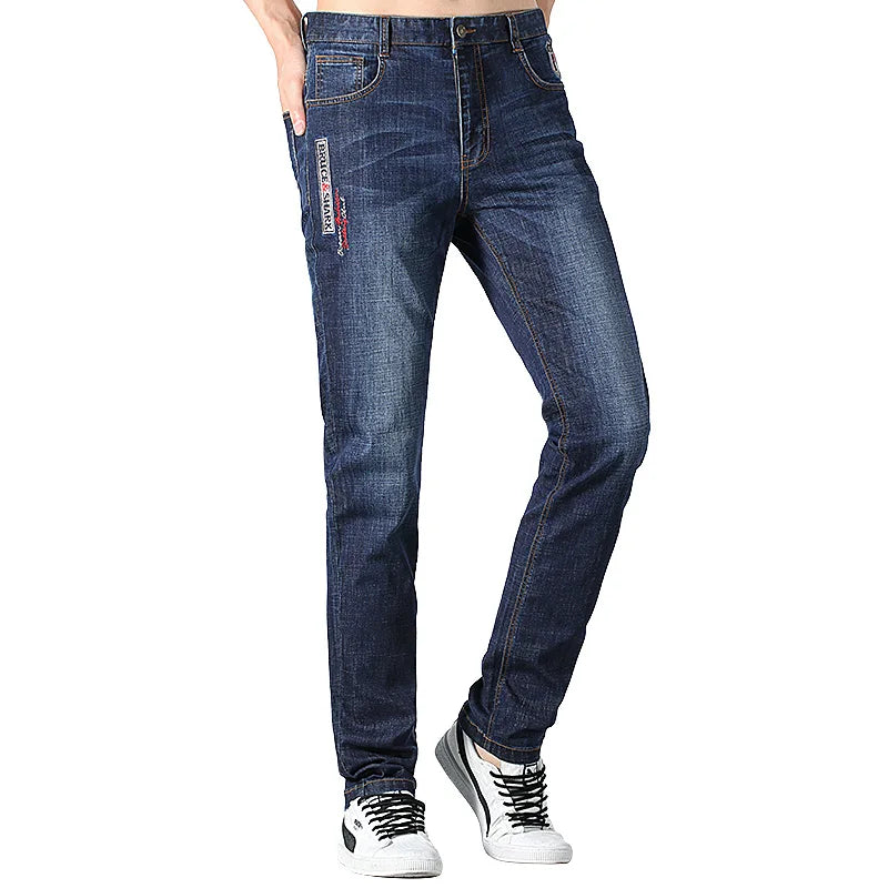 ①Bruce&Shark Men's Summer Long Jeans Stretch Cotton Straight Casual Loose Men jeans Fashion Denim Jeans for Man big size 42
