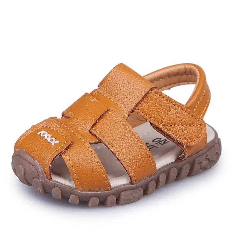 2020 Kids Beach Sandals for Boys New Summer Baby Boy Shoes Soft Leather Bottom Non-Slip Closed Toe Safty Shoes Children Sandals