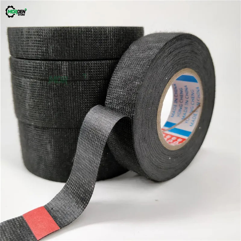 Length 15M Heat-resistant Adhesive Fabric Tape For Car Auto Cable Harness Wiring Loom Protection Width 9/15/19/25/32MM Dropship