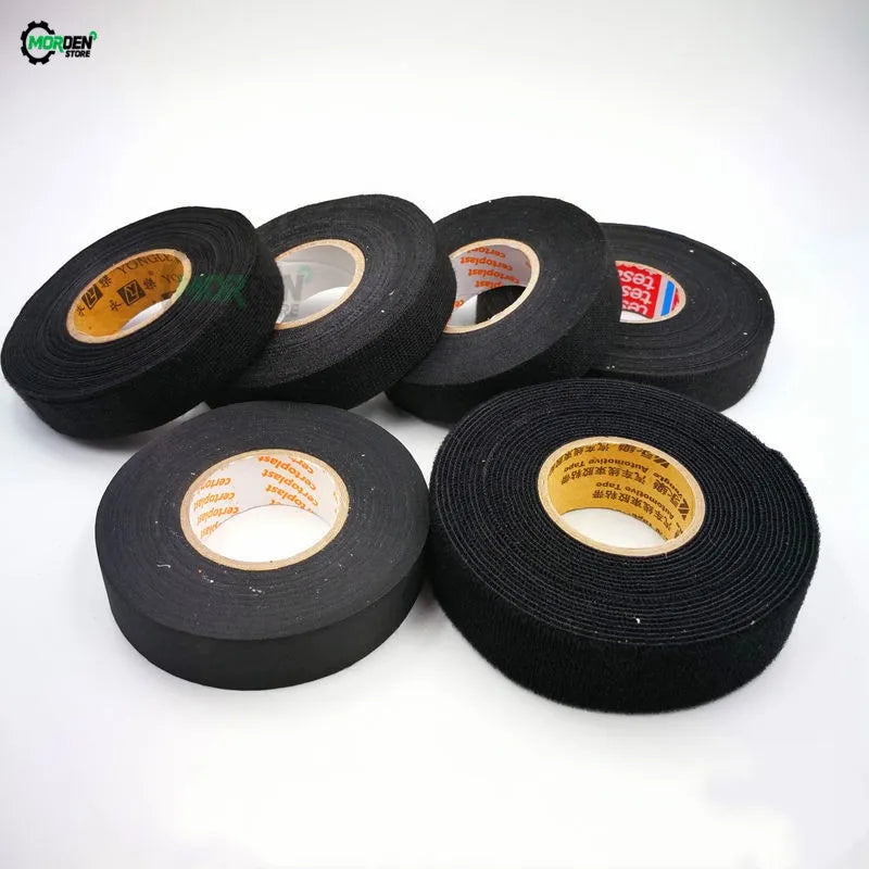 Length 15M Heat-resistant Adhesive Fabric Tape For Car Auto Cable Harness Wiring Loom Protection Width 9/15/19/25/32MM Dropship