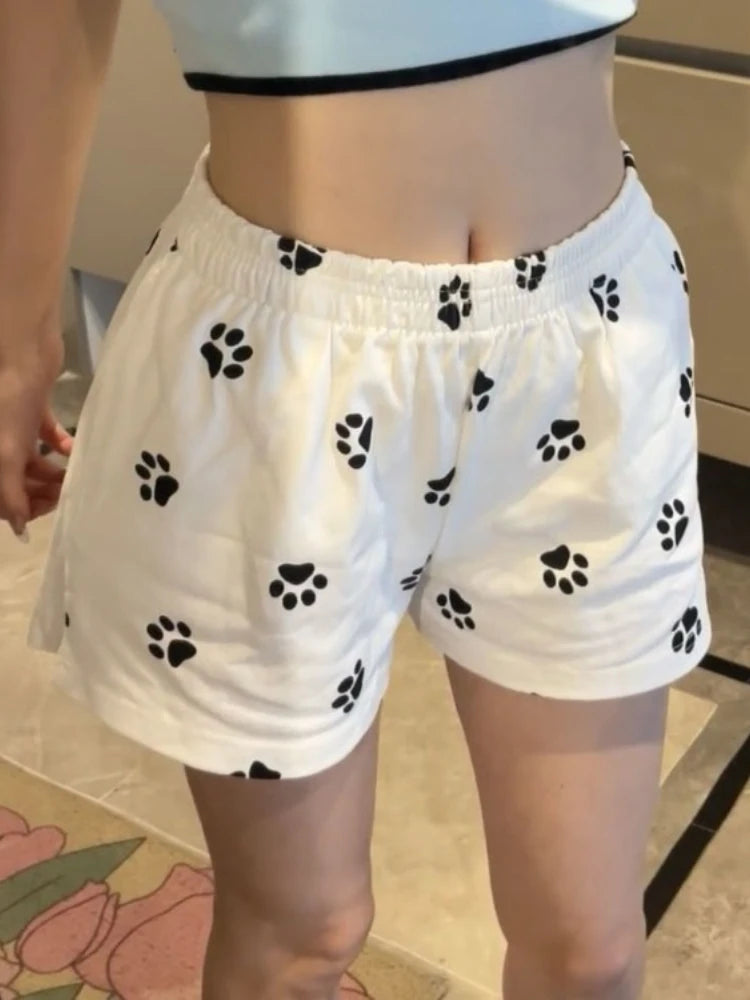 Cute Print Pantalones Cortos De Mujer Fashion Summer Shorts for Women 2025 New Bottons Elastic Waist Casual Y2k Wide Leg Pants
